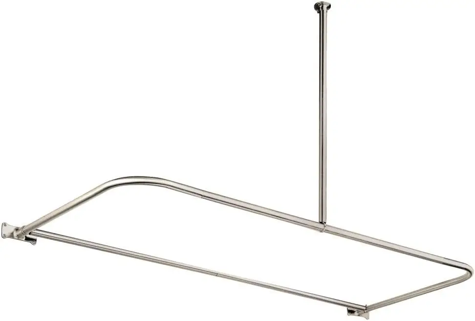 CC3136 D-Shaped Shower Curtain Rod, Polished Nickel