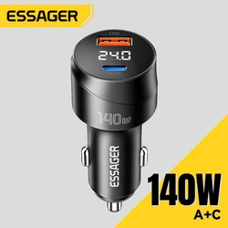 Essager USB 140W Car Phone Charger PD3.0 Quick Charge 4.0 USB Type C Car Phone Charger for Macbook iPhone 15 14 13 Samsung S22