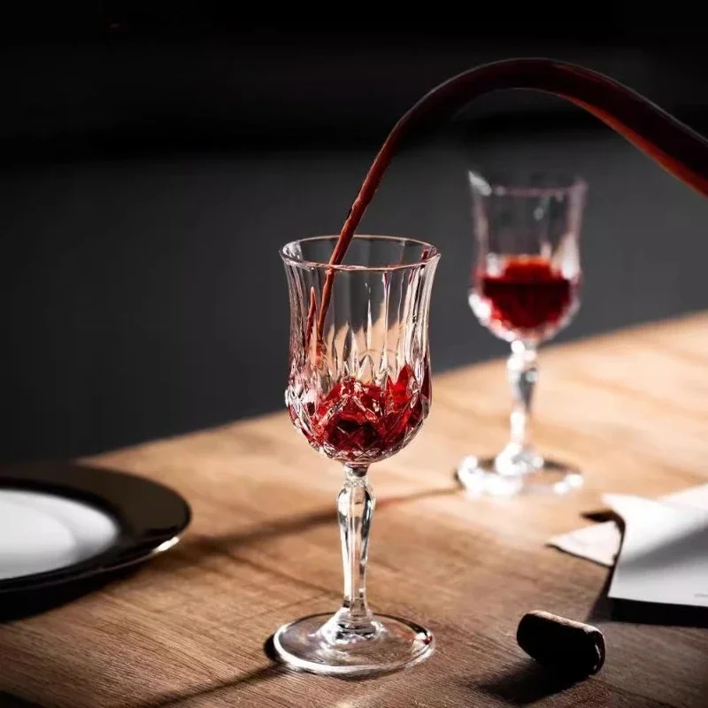 

Vintage red wine glasses, crystal glasses, champagne glasses