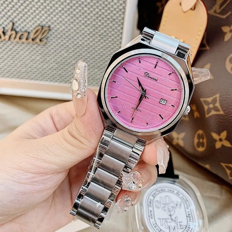 New Striped Round Watch For Women, Elegant And Sophisticated, With A Versatile Stainless Steel Strap. Women'S Wristwatch.
