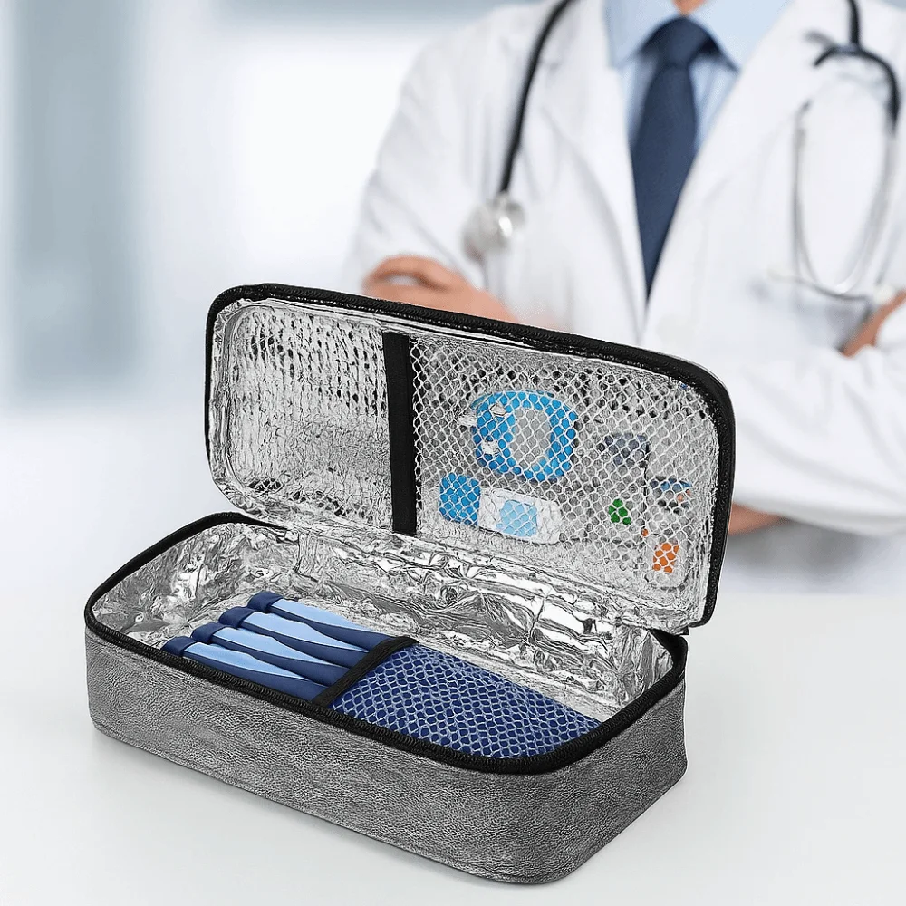 

Durable Lightweight Insulin Cooling Bag Wear-resistant Waterproof Insulin Carry Case Washable Insulin Cooler Office