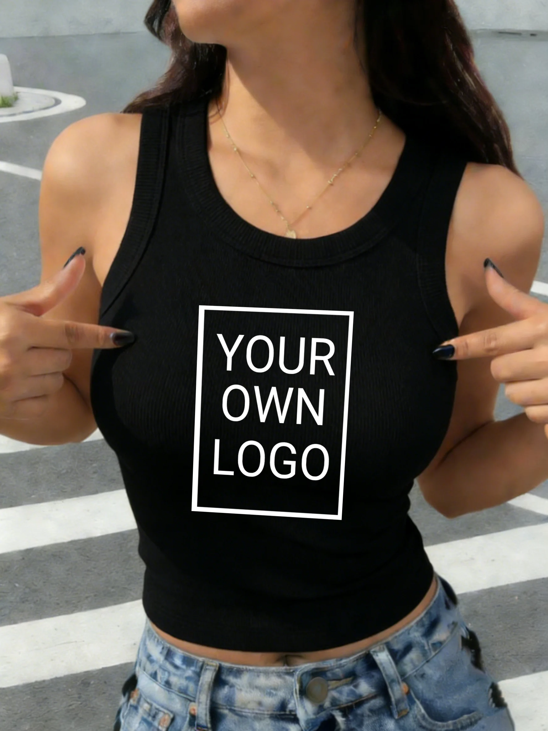 Custom DIY Logo Personalized Picture Womens Vest Thread Sleeveless Camisole Comfortable Elasticity Tank Tops Cotton Singlet
