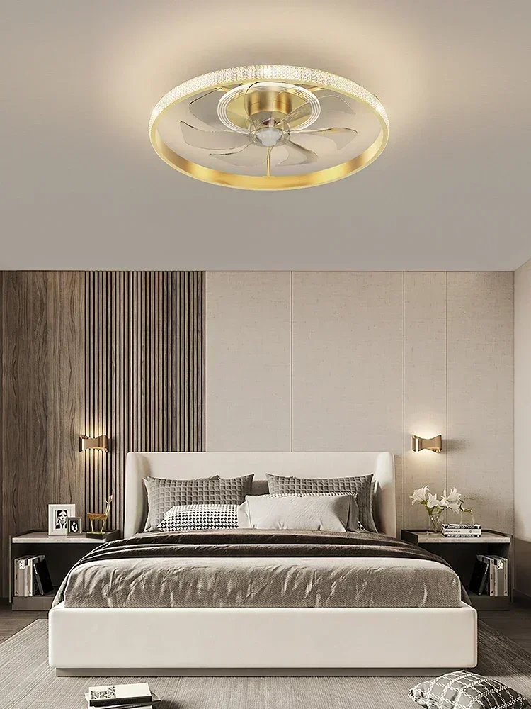 Bedroom fan, ceiling lamp, light luxury, simple modern study, dining room, starry silent fan, master bedroom room lamps 220V