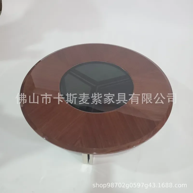 Modern Round Coffee Table High Gloss Plywood Base Tempered Glass Top Luxury Living Room Center Table