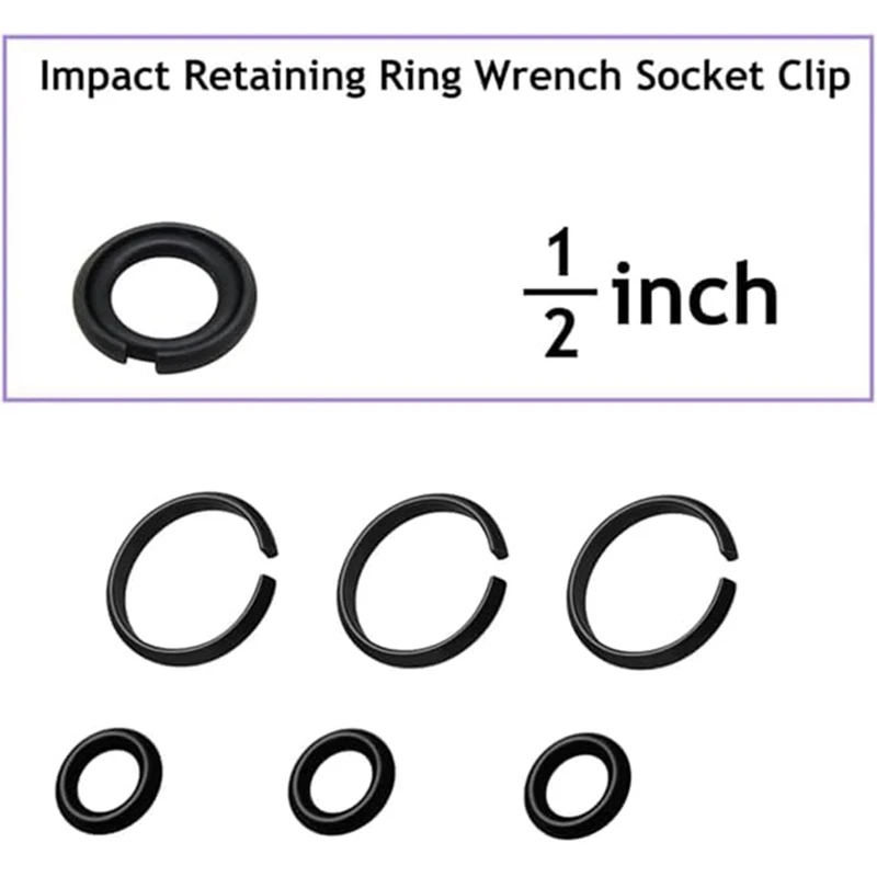 10Set 1/2In&10Set 3/8In Impact Retaining Ring Clip Friction Ring+ O-Ring,Retainer Impact Lock Ring Anvil Install Tool