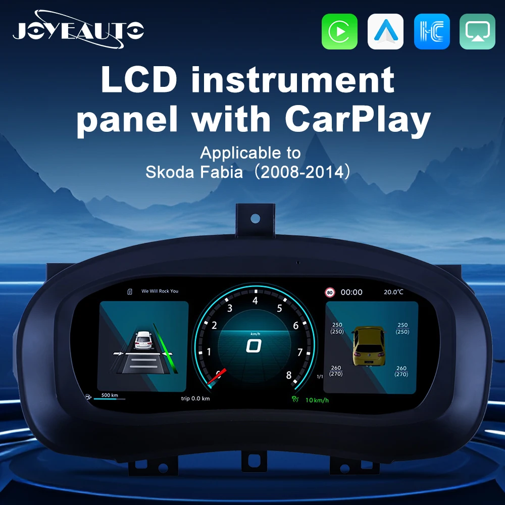 

10"LCD Digital Instrument for 2008-2014 Volkswagen Skoda Fabia Dashboard Odometer Speedometer VirtualCluster CarPlay Android Aut