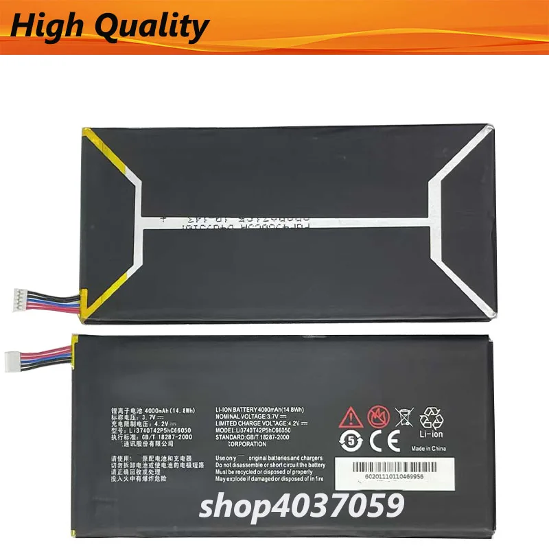 

3.7V 4000mAh Li3740T42P5hC66050 For ZTE Light Tab 4, T98, P98T, V9S, Velox, V72A, Optik 2, V72C, V72 Battery Batteries