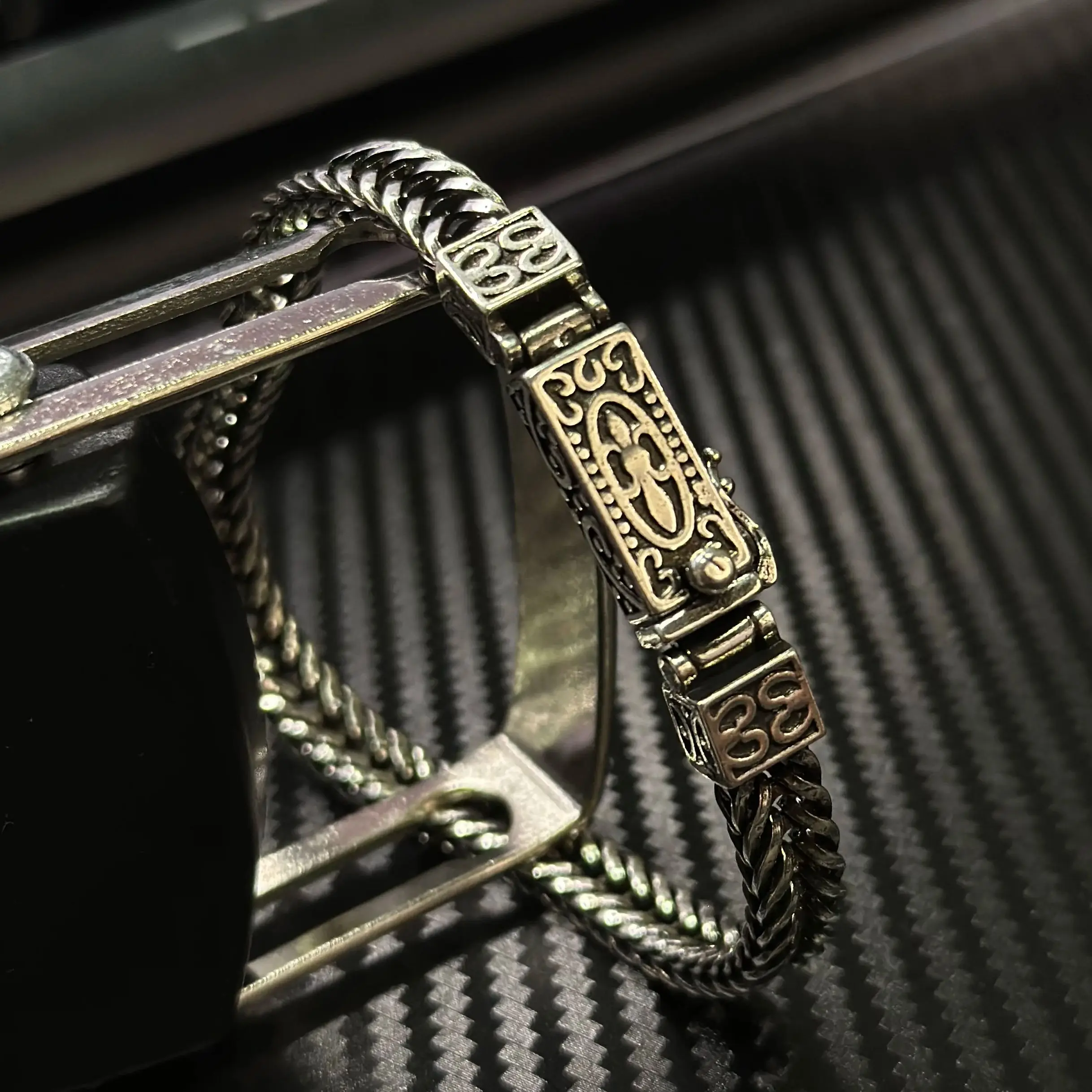 Dragon Bone Vintage Bangles 925 Silver Chain Weaving Bracelet for Women and Men Double chains Buckle Can Wear Banquet Jewelry
