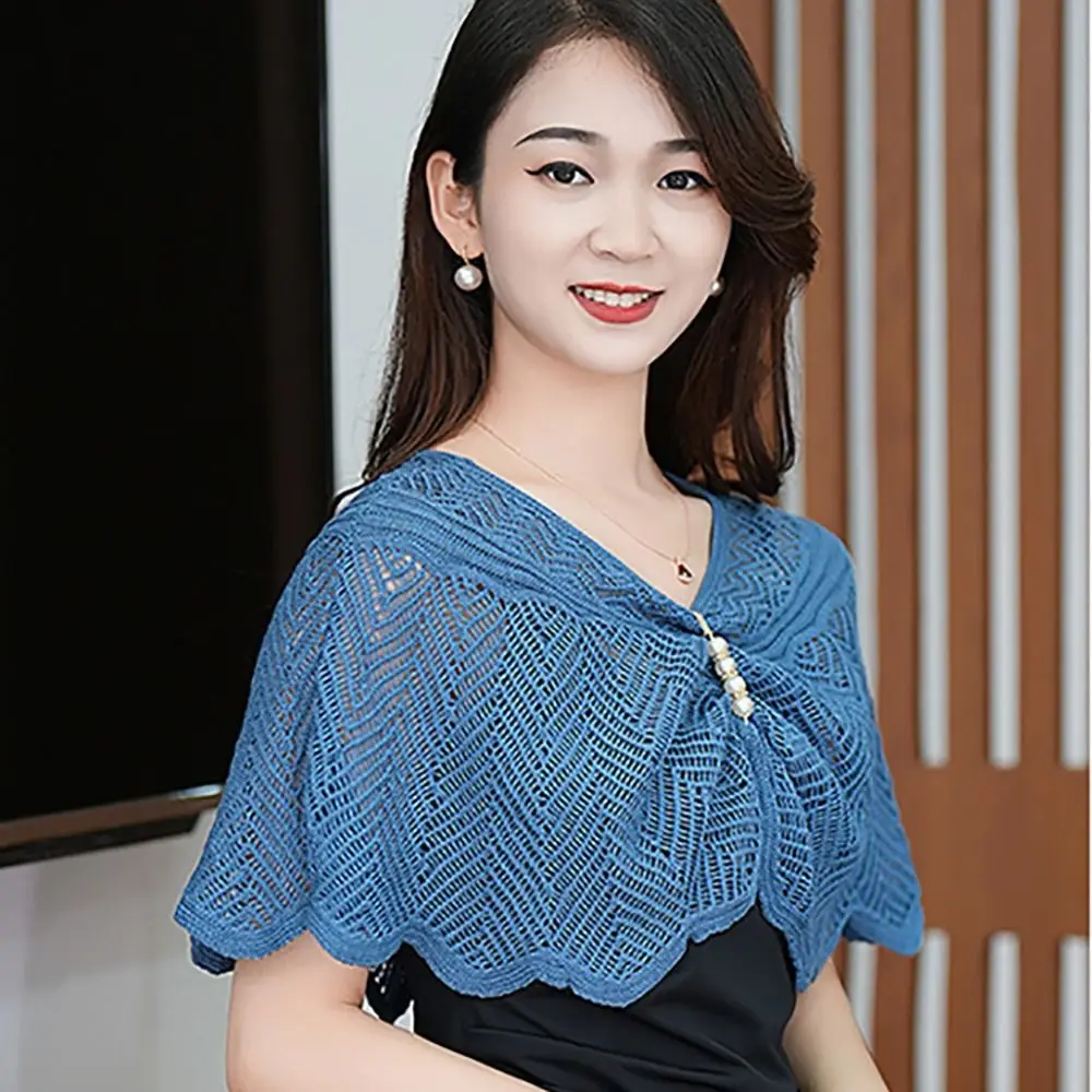 Cloak Multicolor Knitted Shawl Breathable Short Tulle Shawl Women Tops Women