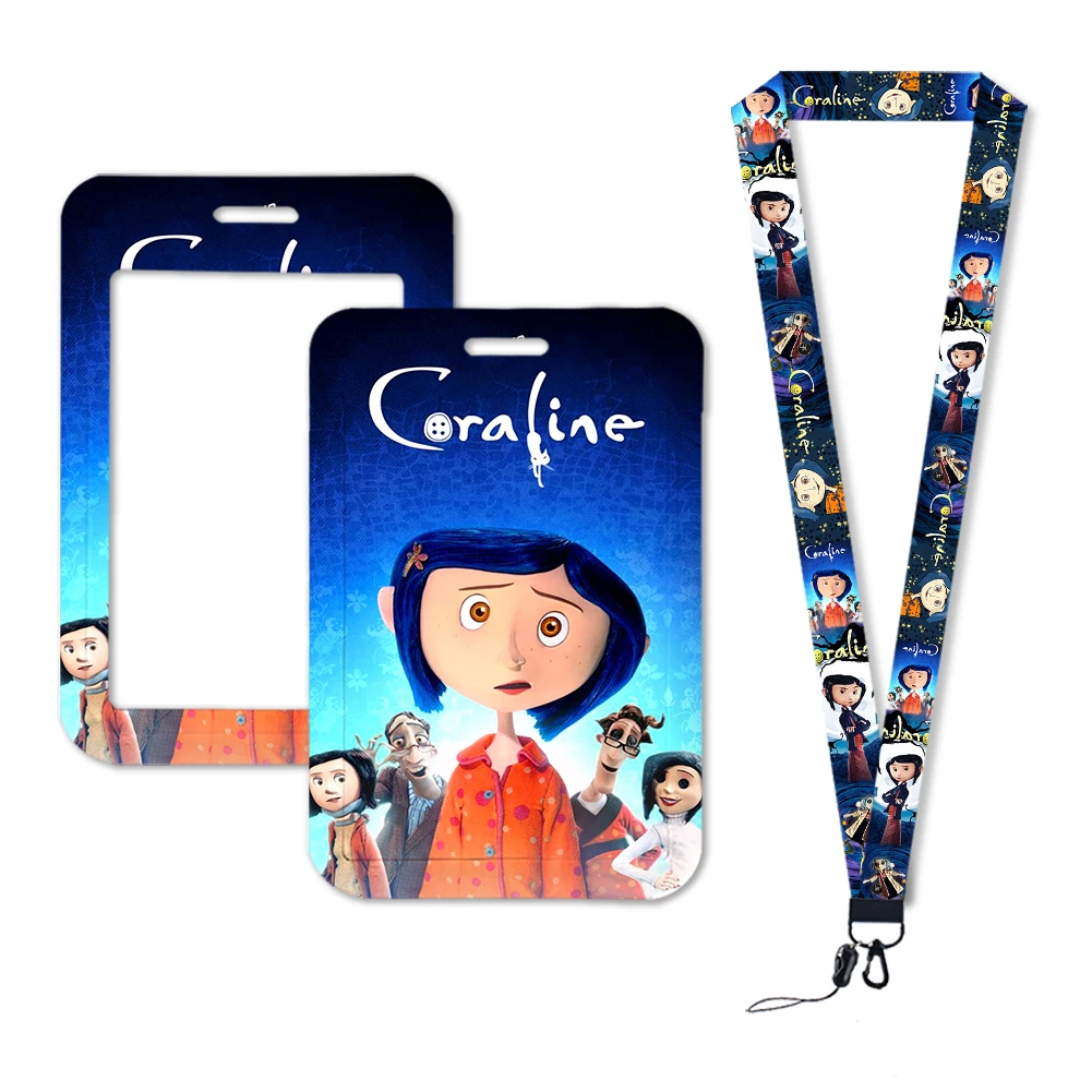 W Coraline Anime smycz na szyje smycze brelok pokrowiec na karty dowód osobisty przepustka ozdobny pasek smycz laariat breloczek akcesoria prezenty