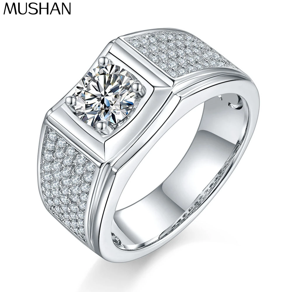 

Ювелирные изделия MuShan: Кольцо из стерлингового серебра 925 пробы с блестящим муассанитом, минималистичное кольцо для женщин, позолота 18 карат, патент MST.