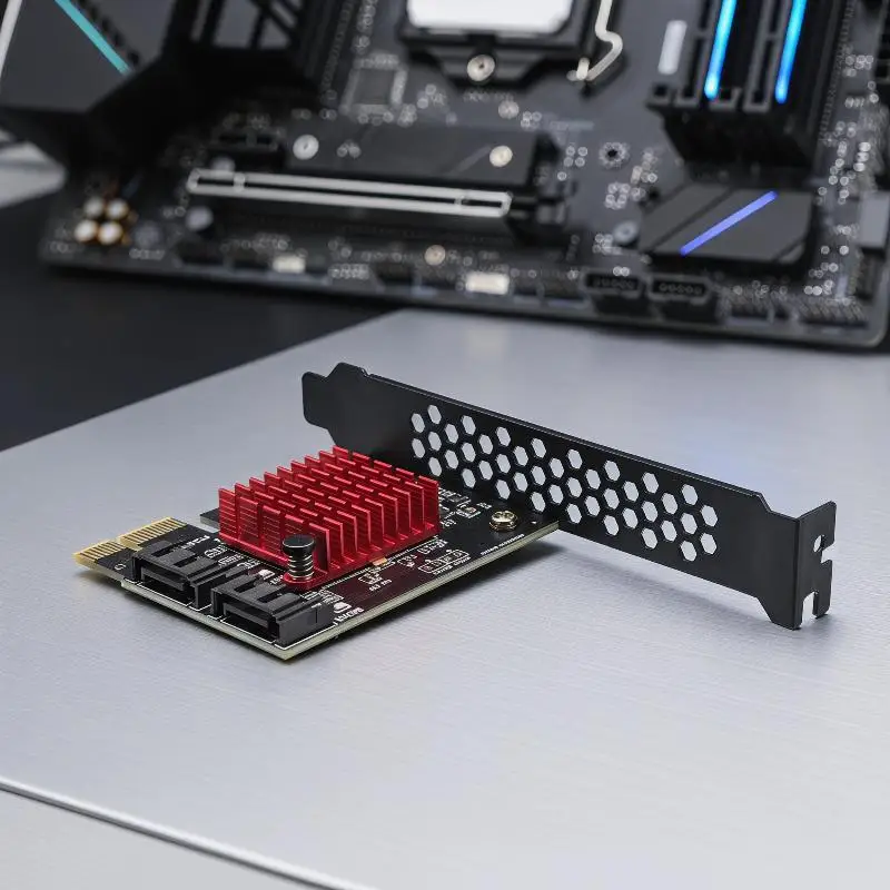 1 Set ASM1061 Chip Pcie Sata PCI Express X1 SATA3.0 2 Ports Low Profile Bracket Pcie Sata Expansion Card For Desktop PC Compute