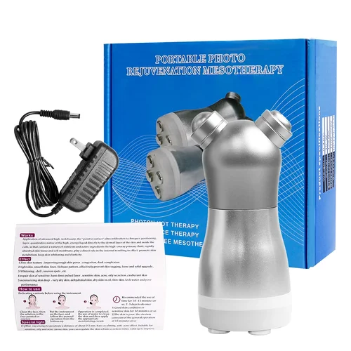 Imagen 2 del producto Mesoterapia electroporación Facial 3 en 1 vibración RF radiofrecuencia LED fotón estiramiento Facial apretar máquina masajeadora de arrugas