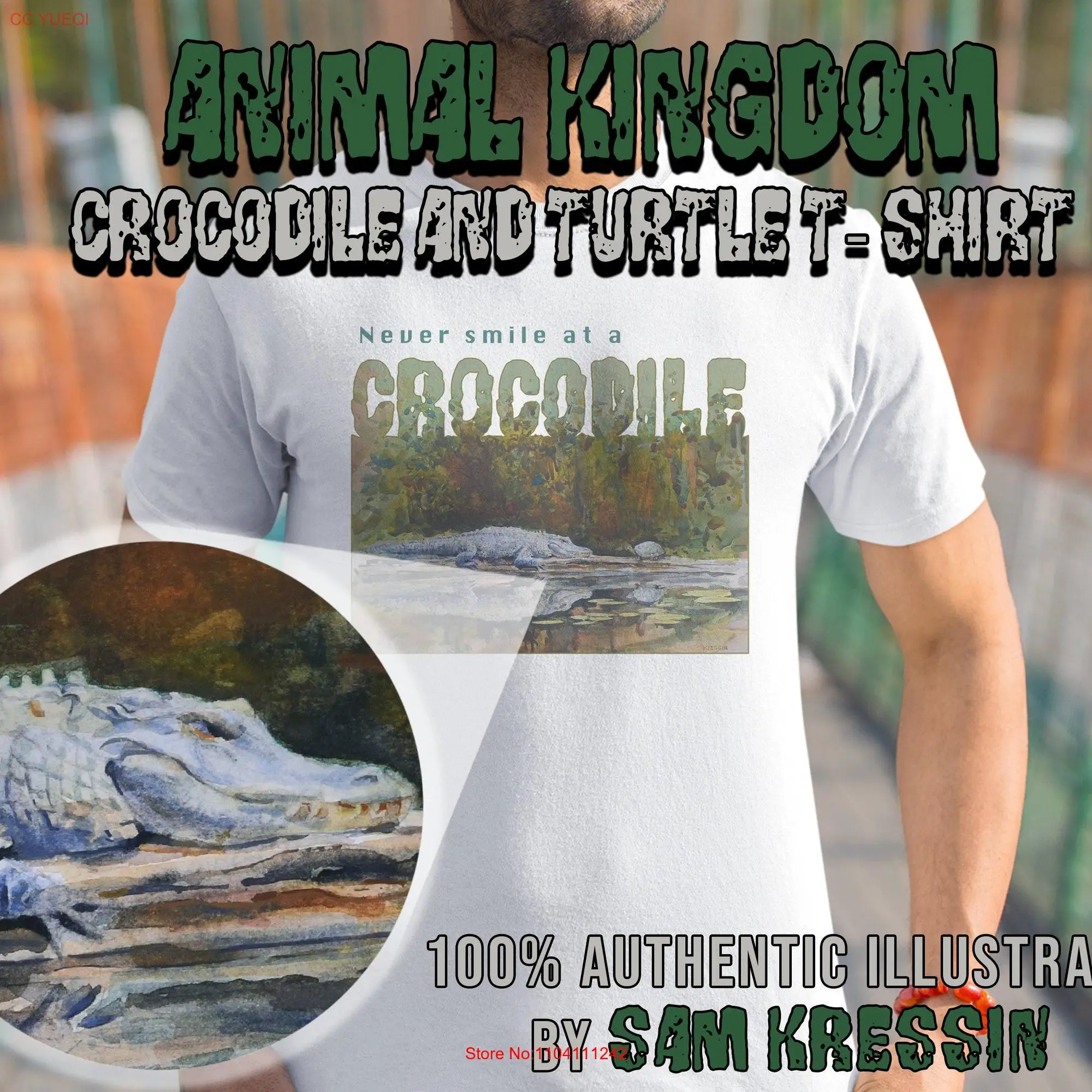 Animal Kingdom T Shirt Crocodile and Turtle long or short sleeves