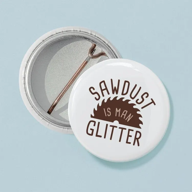 Sawdust Is Man Glitter Mini Button Brooch Cartoon Creative Clothes Jewelry Women  Gift Hat Cute Badge Lapel Pin