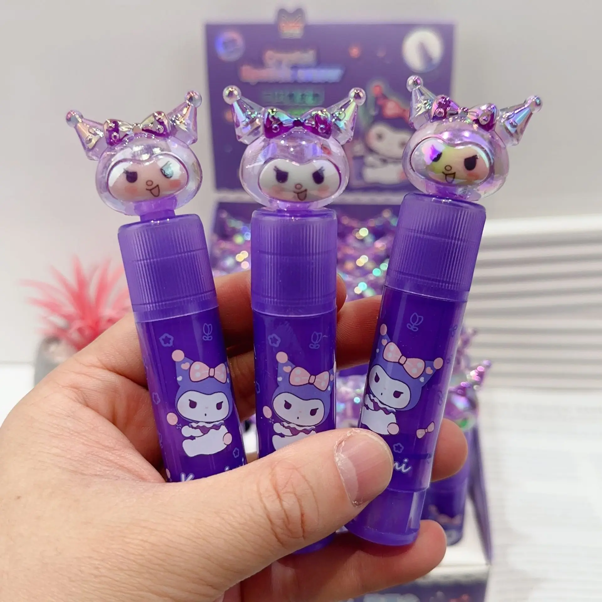 24pcs Sanrio Kuromi Eraser Kawaii Purple Girl Portable Lipstick Pencil Eraser School Office Stationery Wholesale