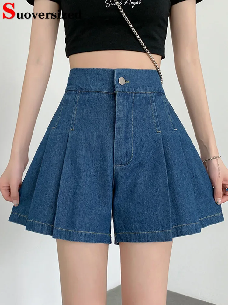 

Summer High Waist Denim Shorts Women Casual Vintage Baggy Jean Pantalones Cortos Streetwear Korean Wide Leg Short Denim Pants