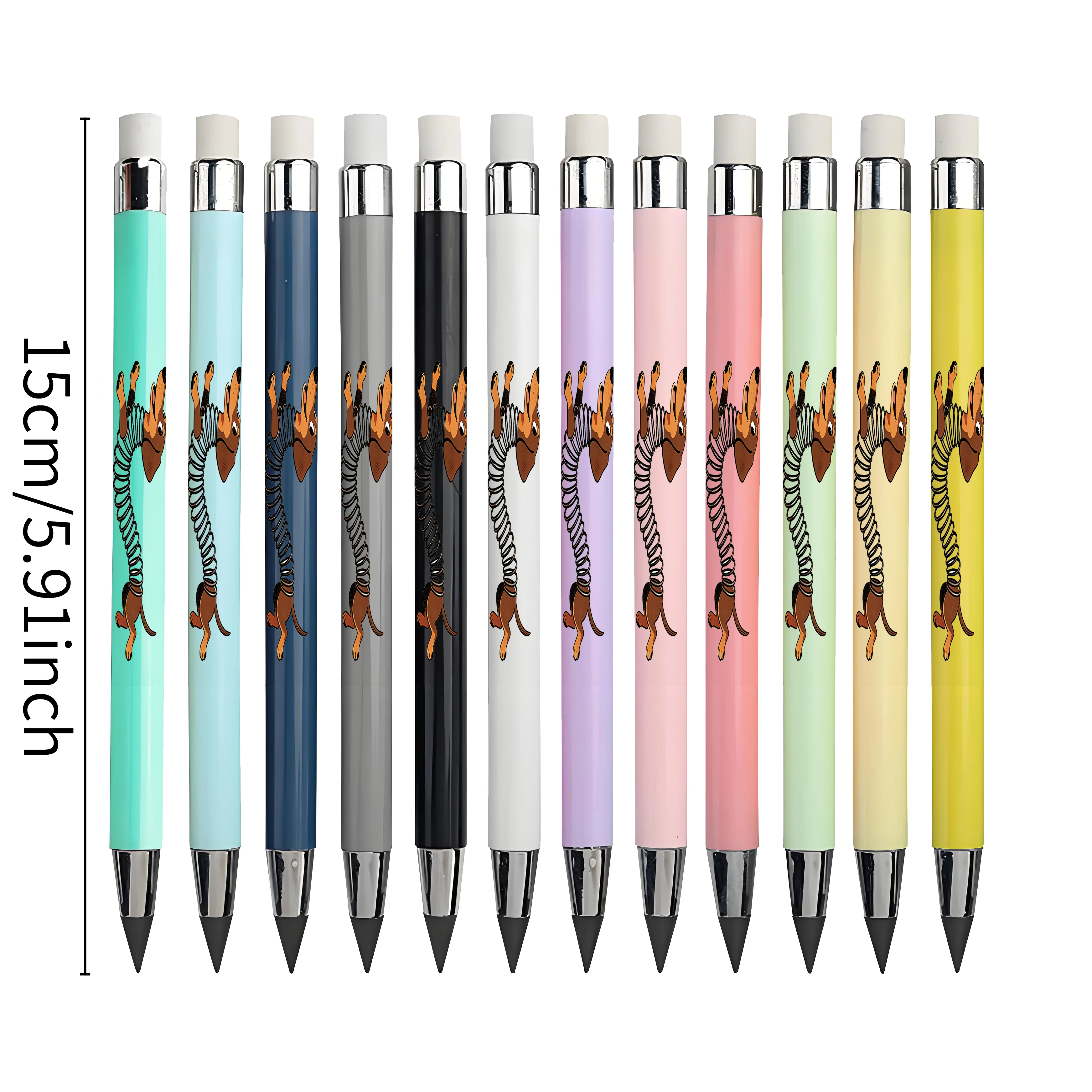 12 قطعة/24 قطعة قلم رصاص أبدي للكلب السجق أسود غير شحذ قلم رصاص أبدي متين وليس من السهل كسر قلم رسم