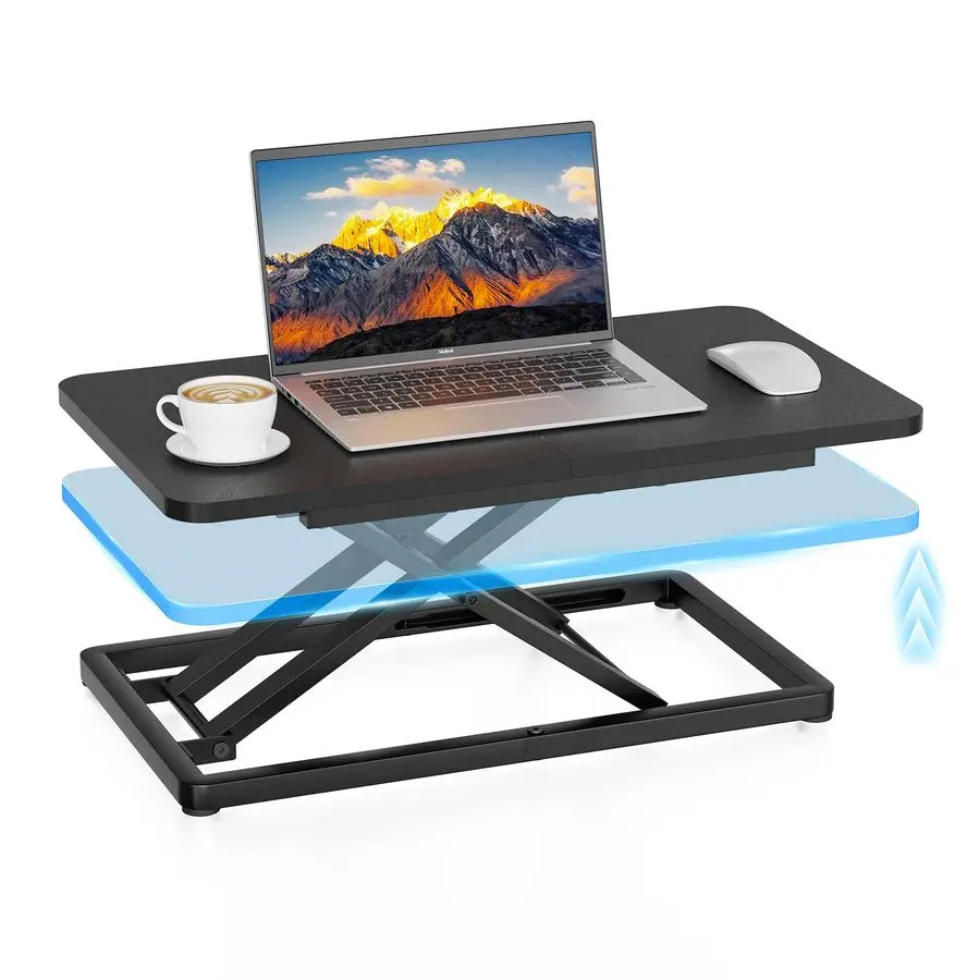 

Standing Desk Converter with Stepless Adjustment, Ergonomic Sit Stand Riser for Laptop amp Keyboard, Gas Spring Stand Up Desk Ri