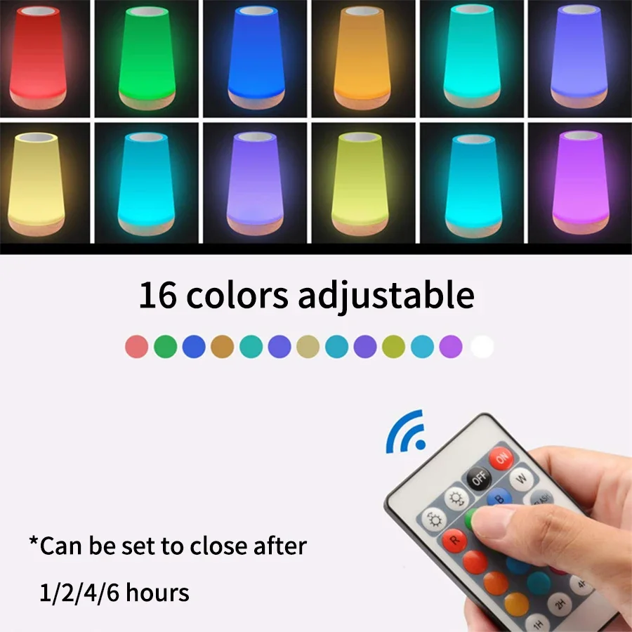 Portable Night Light 13 Color Changing RGB Table Lamp Remote Control Touch Rechargeable Dimmable Bedside Table Decor Night Lamp