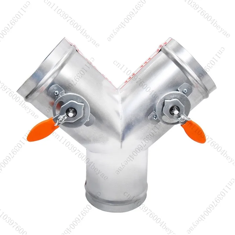 Galvanized Y‑shaped Manual Three‑way Valve Ventilation Air Exchange Air Volume Regulating Damper