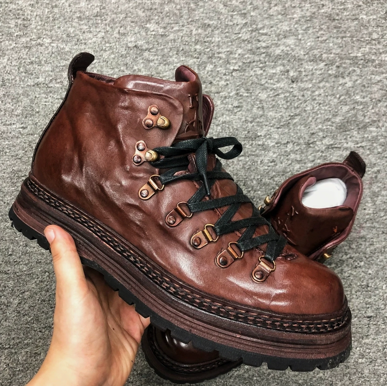 

Personlized Customized Goodyear Handmade Real Leather Sole Retro Tactical Paratrooper Boots Vintage Retro Luxury Botas