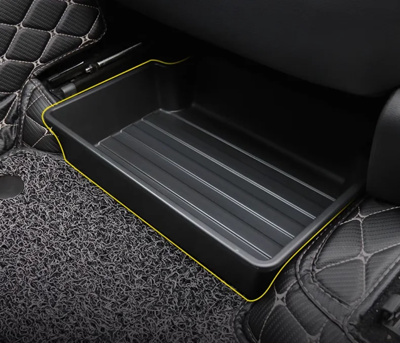 For VW Atlas Teramont 2017 - 2021 Car Under-seat Storage Box Felt Cloth Car Under Seat Layered Storage Box Interior Accessories