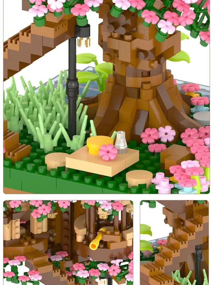 Romantico fiore albero casetta blocchi di costruzione fai da te casa sull'albero modello mattoni set assemblare giocattolo per ragazze adulte decorazione regalo di Natale