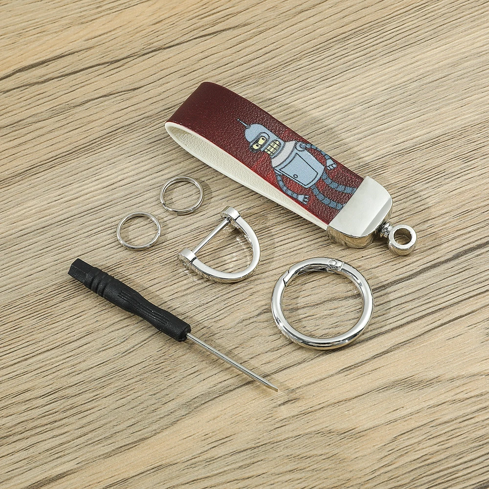 الكوميديا أنيمي فوتثرما المفاتيح لطيف روبوت مطبوعة قلادة Keyrings لحقيبة الظهر اكسسوارات حامل مفتاح معدني قابل للفتح