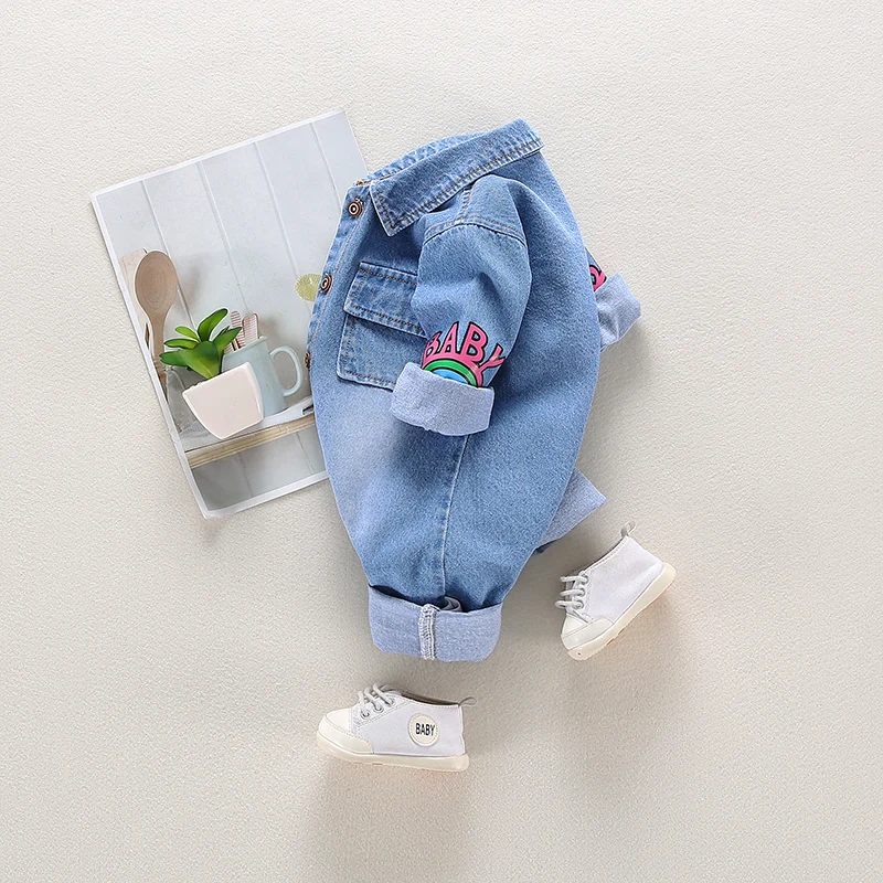 Baby clothes newborn jumpsuit denim romper spring and autumn boy girl romper baby fart romper romper cartoon giraffe romper