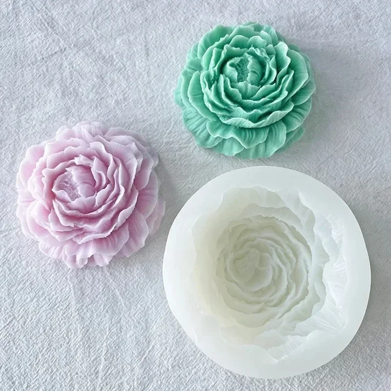 3D large peony silicone candle mold DIY handmade creative flower aromatherapy plaster resin soap making supplies kit home gifts