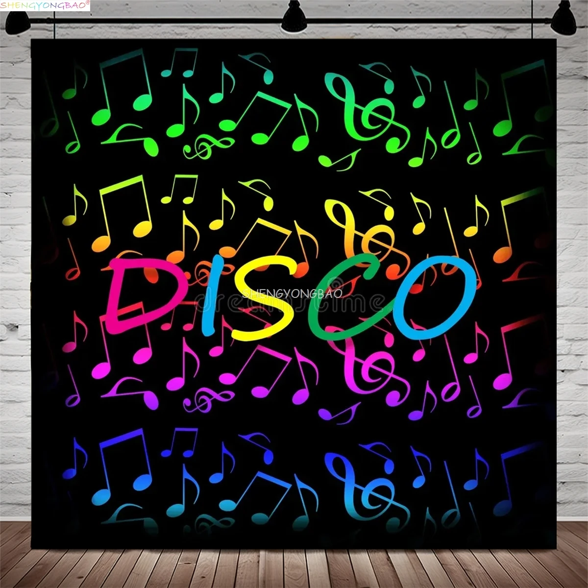 

Glitter Disco Party Stage Background Hip Hop Music Glowing Ball Dancing Neon Shiny Spotlight Adult Photography Backdrop DI-01