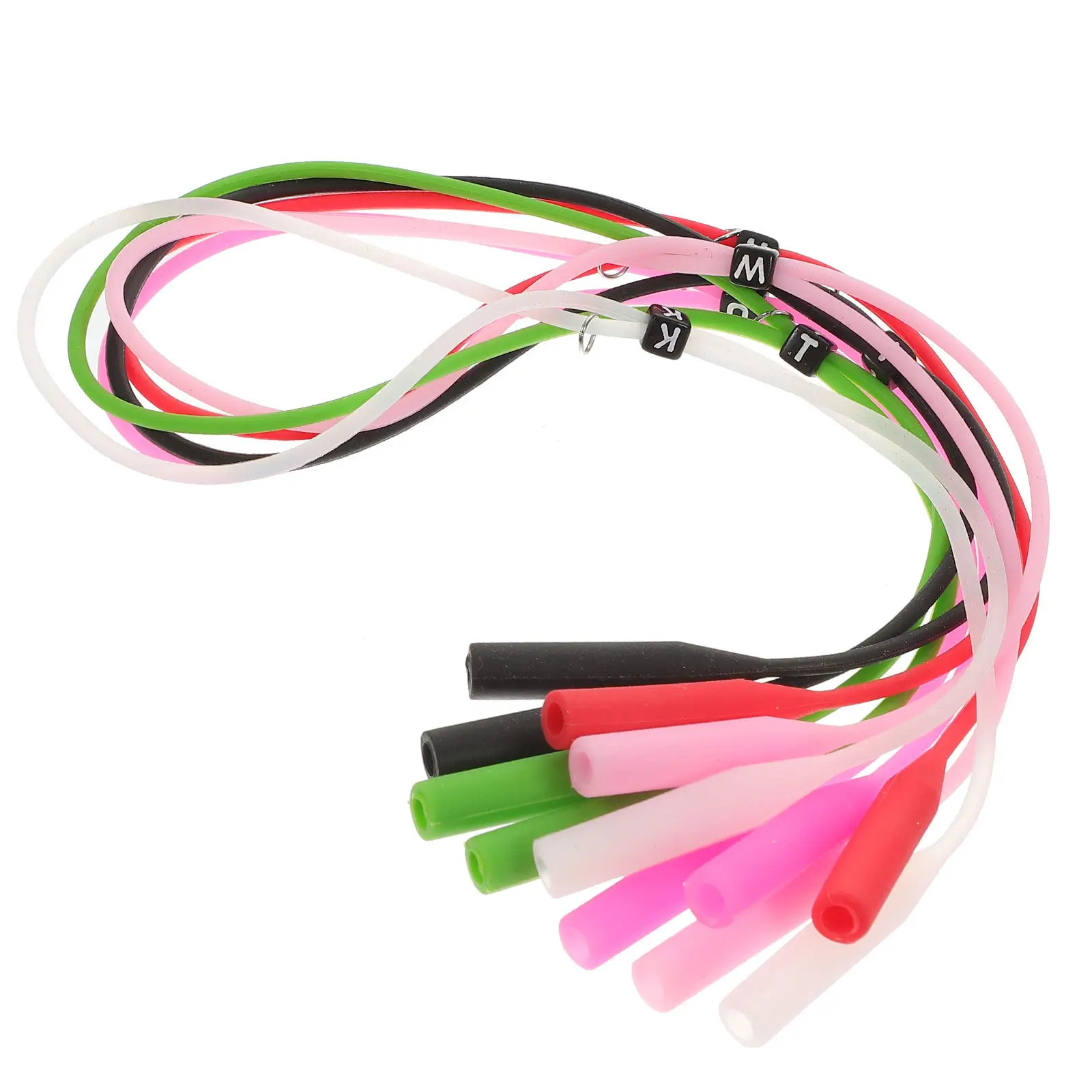 6Pcs Glasses Cord Nonslip Letter Print Sports Eyeglass Chain Silicone Nylon Strap for Preventing Glasses Slip Outdoor