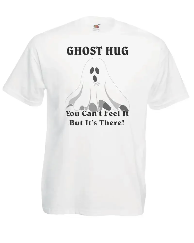 Unisex White Halloween Ghost Hug You Can't Feel It Spooky Paranormal T-Shirt Cotton Luxury brand vintage oversized