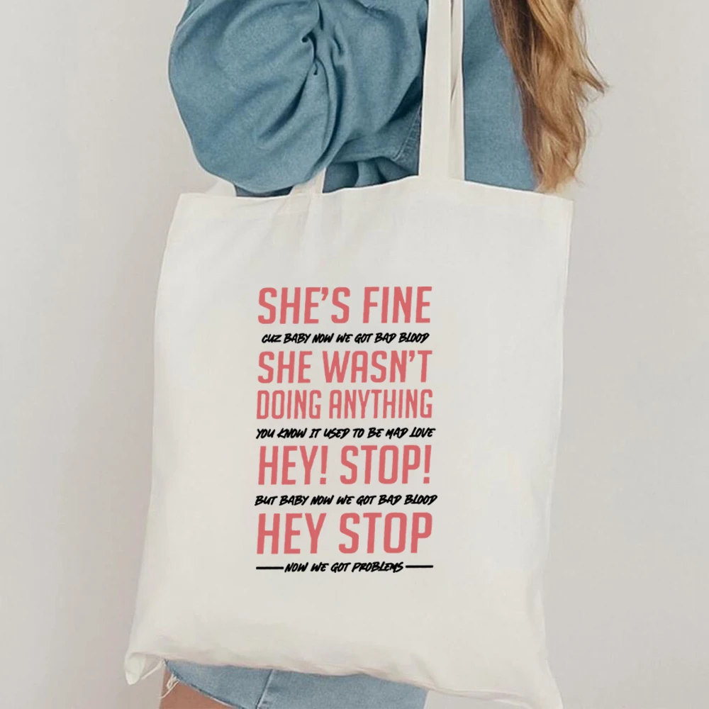 Bad Blood Security Guard Version Taylor music Tote bag Swift Album 1989 Bad Blood Canvas Bag