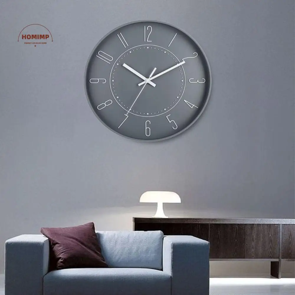 

Durable Plastic Hanging Clock Decorative Stylish Wall Clock Round Silent Scale Clock Bedroom