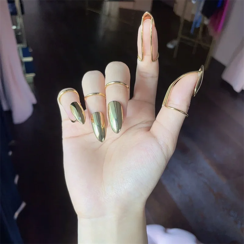 Gothic Cyberpunk Hip-pop Cosplay Ring Unisex Opening Adjustable Nail Rings Alloy Wearing Manicures 5Pcs/Set Jewelry Accessory