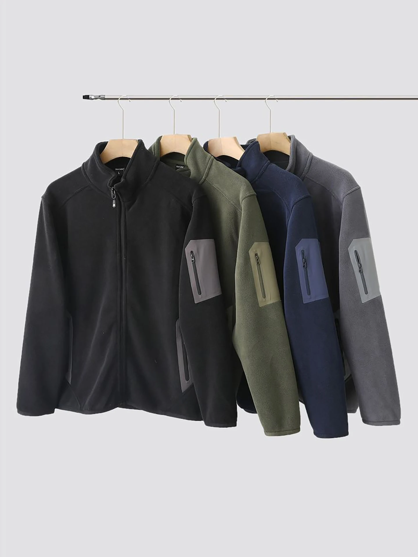 

Men's Thiened Fce Jaet Zipper Cardigan Autumn Winter Warmth Outerwear Polyester Fiber Long Sve Casual Sle