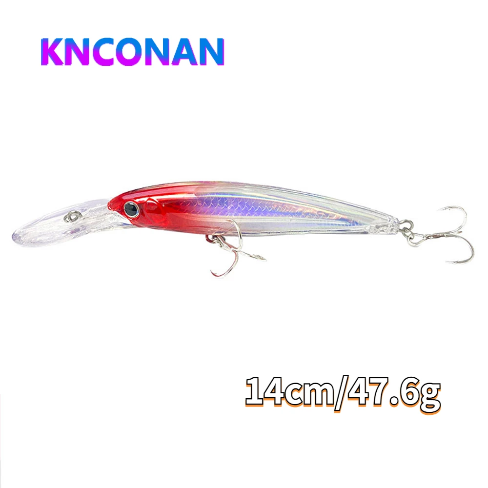 

KNCONAN 140mm 47g Big Trolling Minnow Lures Sinking Jerkbait Artificial Hard Bait Wobbler Deep Diving Seawater Swimbait