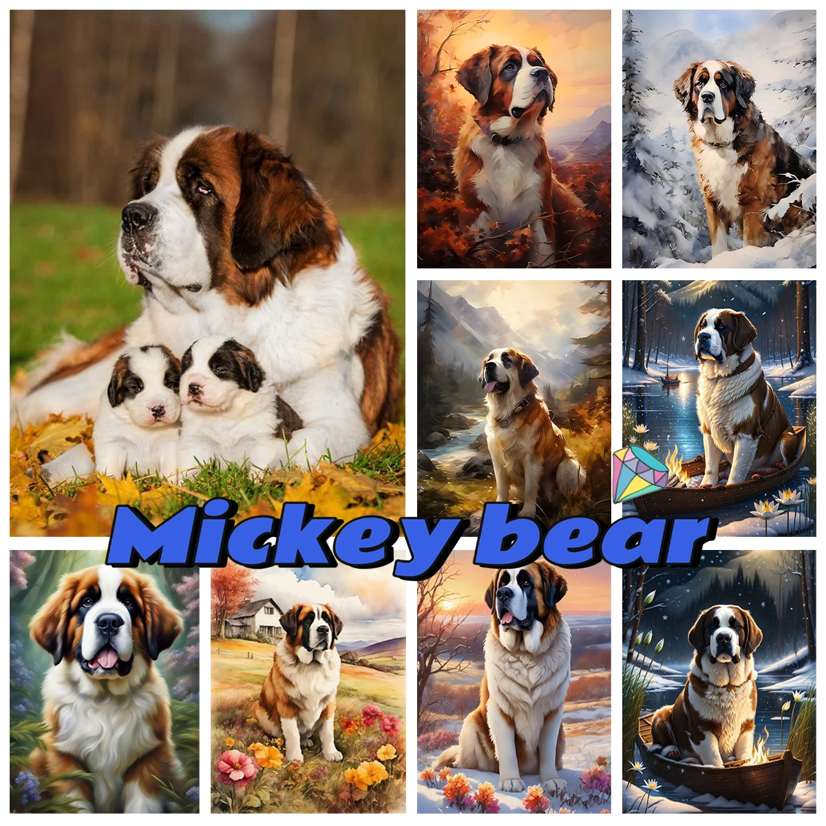 

Saint Bernard Dog 5D Diamond Painting Kit Cute Pet Picture Diy Diamond Embroidery Cross Stitch Interesting Hand Home Wall Decor