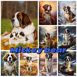 Saint Bernard Dog 5D Diamond Painting Kit Cute Pet Picture Diy Diamond Embroidery Cross Stitch Interesting Hand Home Wall Decor