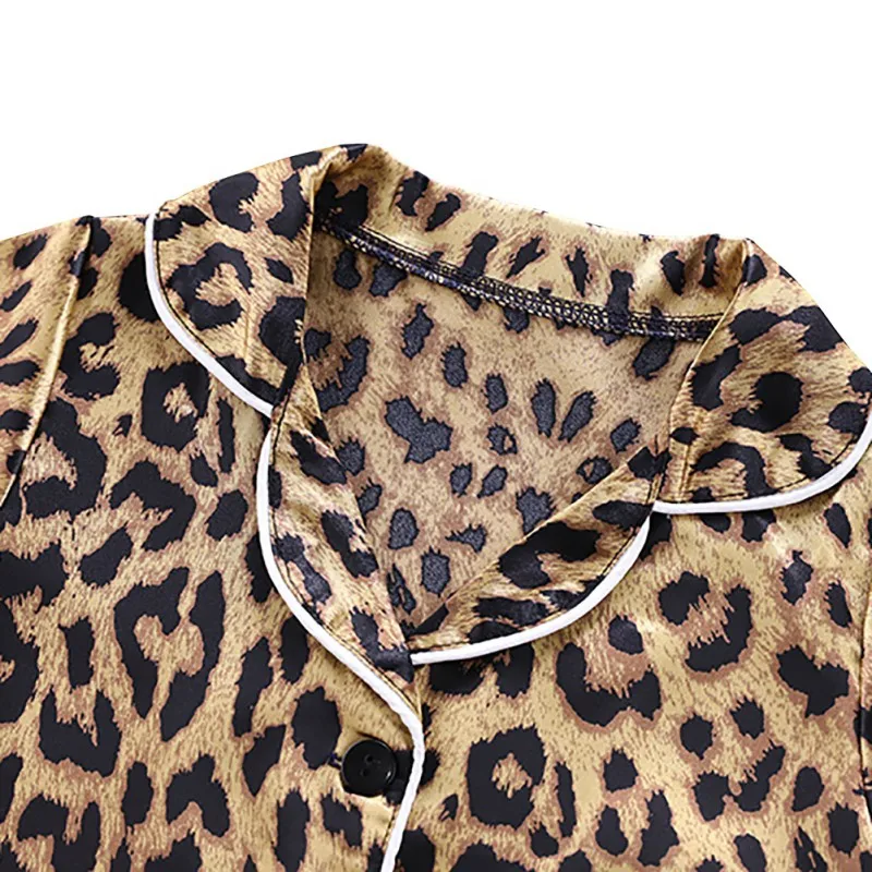 Baby Kids Boys Leopard Print Outfits Set Short Sleeve Blouse Tops+Shorts Sleepwear Pajamas