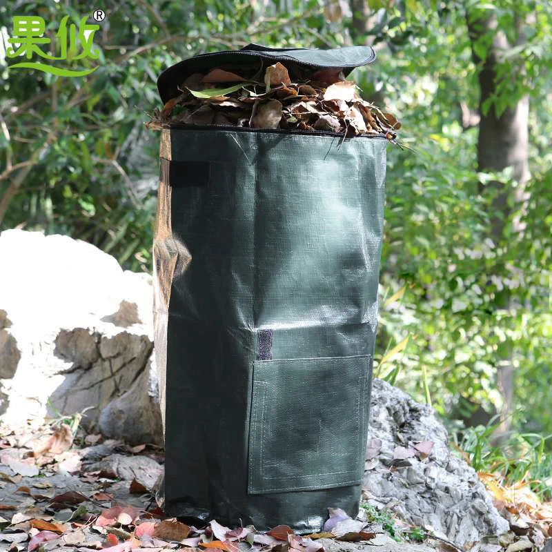 B2RF Collapsible Garden Yard Compost Bag with Lid Environmental Organic Ferment Waste Collector Refuse Sacks Composter