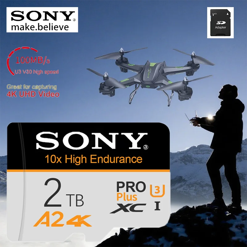 การ์ดหน่วยความจำ Sony SD 2TB 1TB 512GB 256GB 128GB Micro TF Card ถ่ายโอนข้อมูลเร็วพิเศษ - สำหรับโทรศัพท์และพีซีเพื่อเพิ่มความจุ
