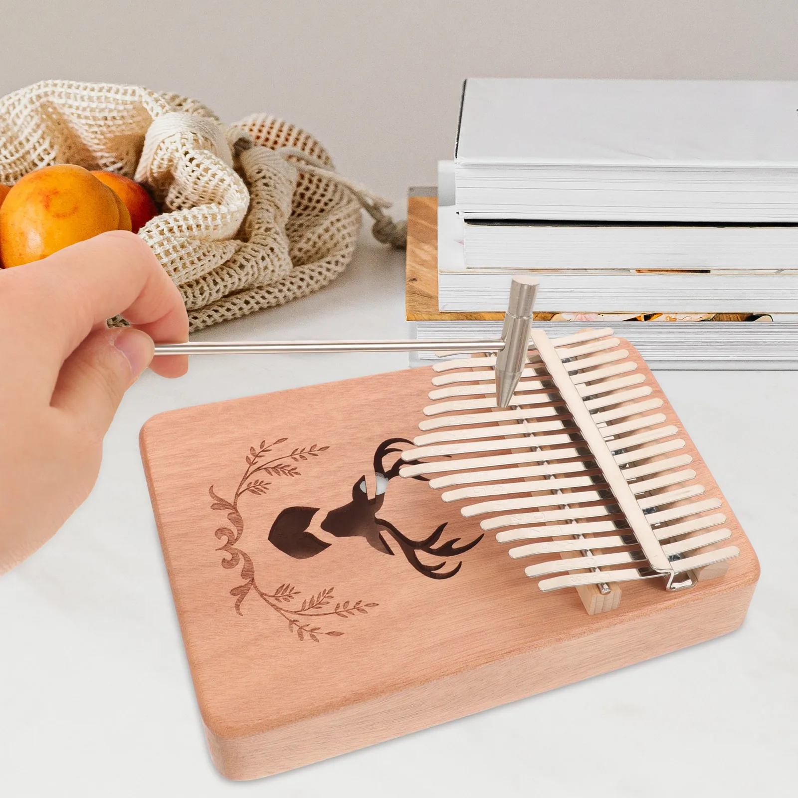 

Thumb Portable Mbira 17 Keys Hand Piano Instruments Simple Musical Wooden Square Acacia Finger