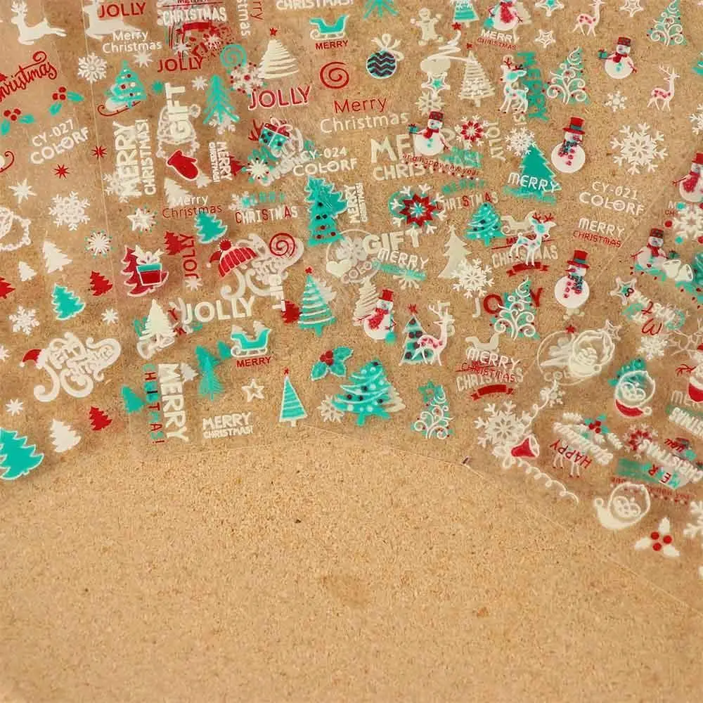 Manicure Santa Claus Glow in the Dark Christmas Nails Stickers Fluorescent Nail Decals DIY Nail Decor Luminous Nail Stickers 4