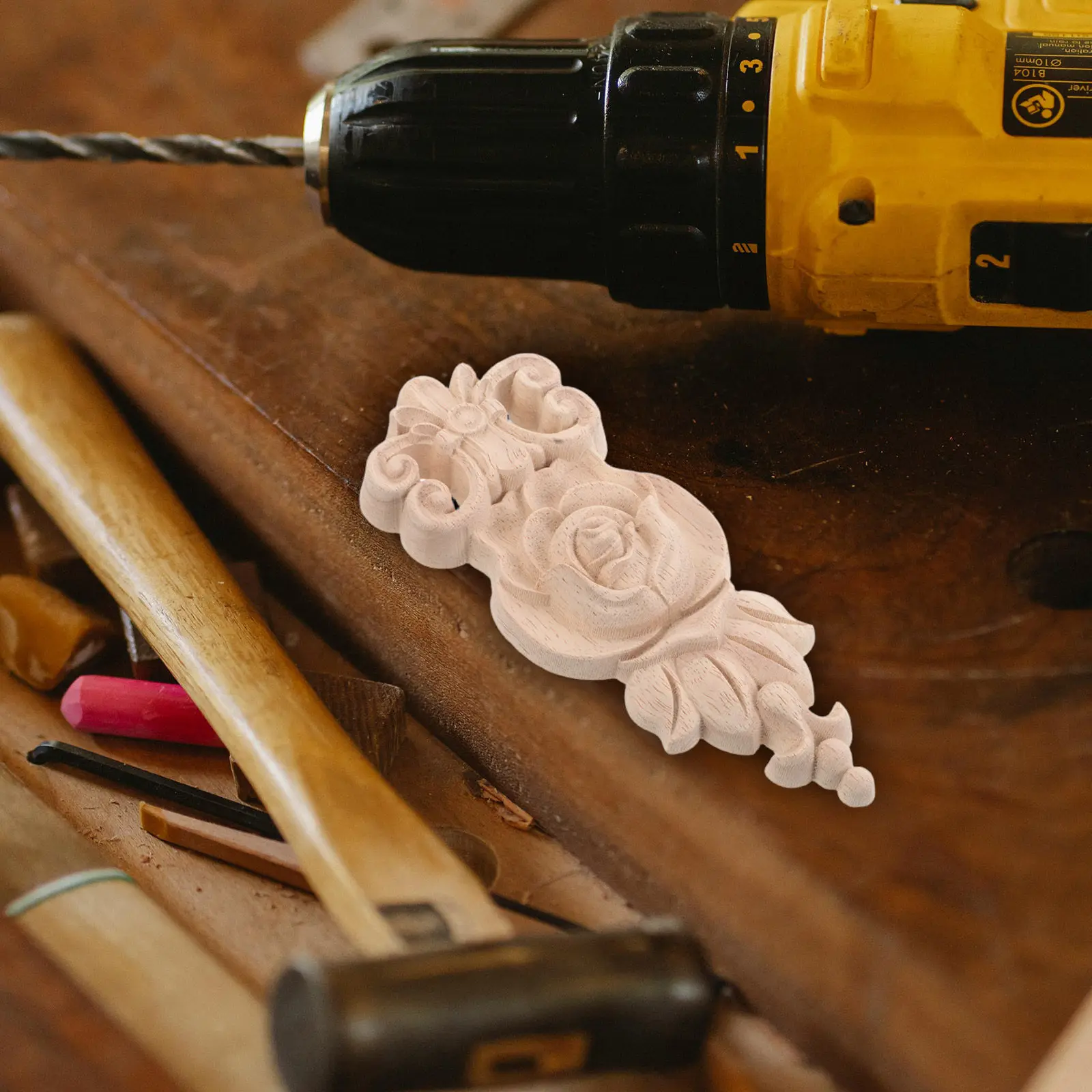 4Pcs European Carved Wood Appliques Solid Wood Decorative Onlay Corner Moulding for Furniture DIY Cabinet Bed Dresser Door