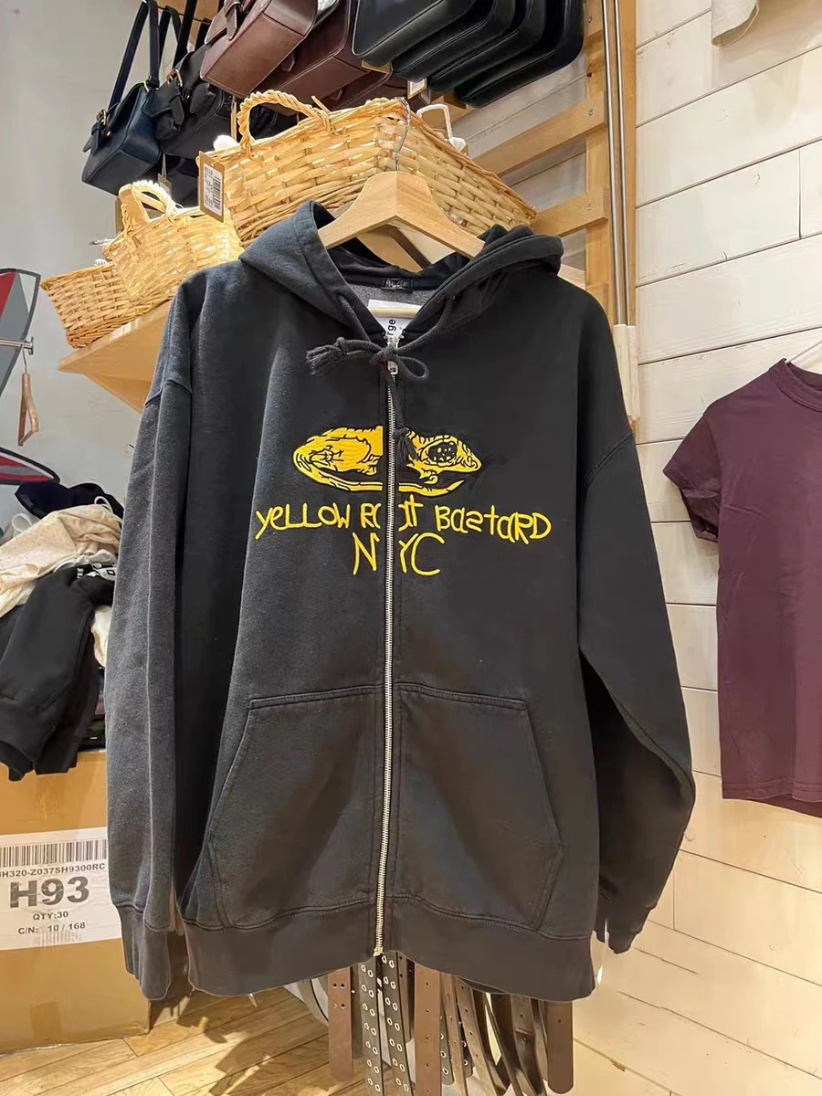 Lizard Embroidered Pattern Zipper Hoodie Women 2023 Fall Long Sleeve Hooded Sweatshirt Casual Vintage Streetwear Year 2000 Tops