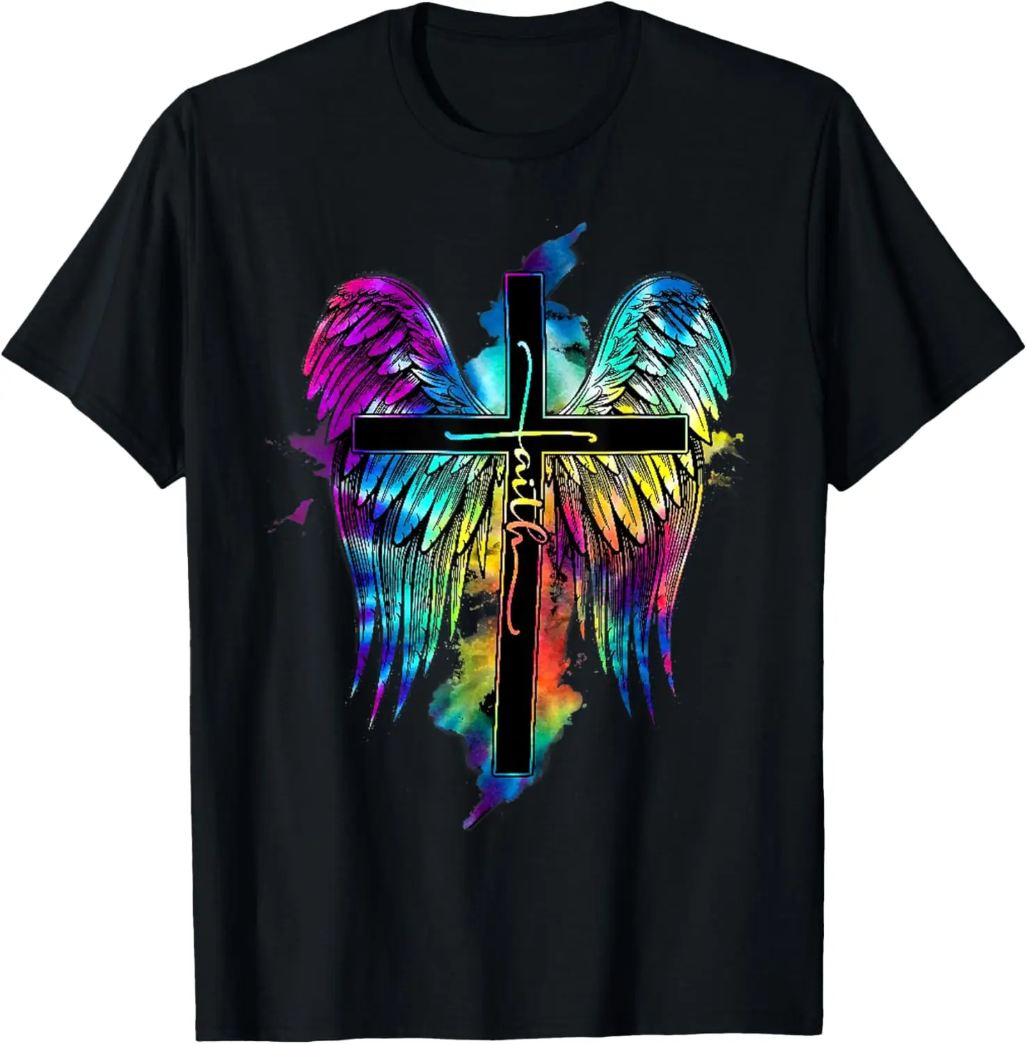 

Faith Cross Wings Colourful Cross Angel Jesus Lover T-Shirt