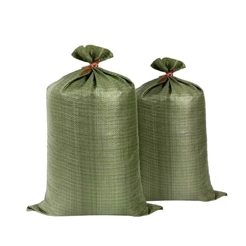 5PCS Wholesale Green Woven Bag Moving Logistics Packing Bag Construction Garbage Snake Leather Sack Big Polypropylene Sand Bags